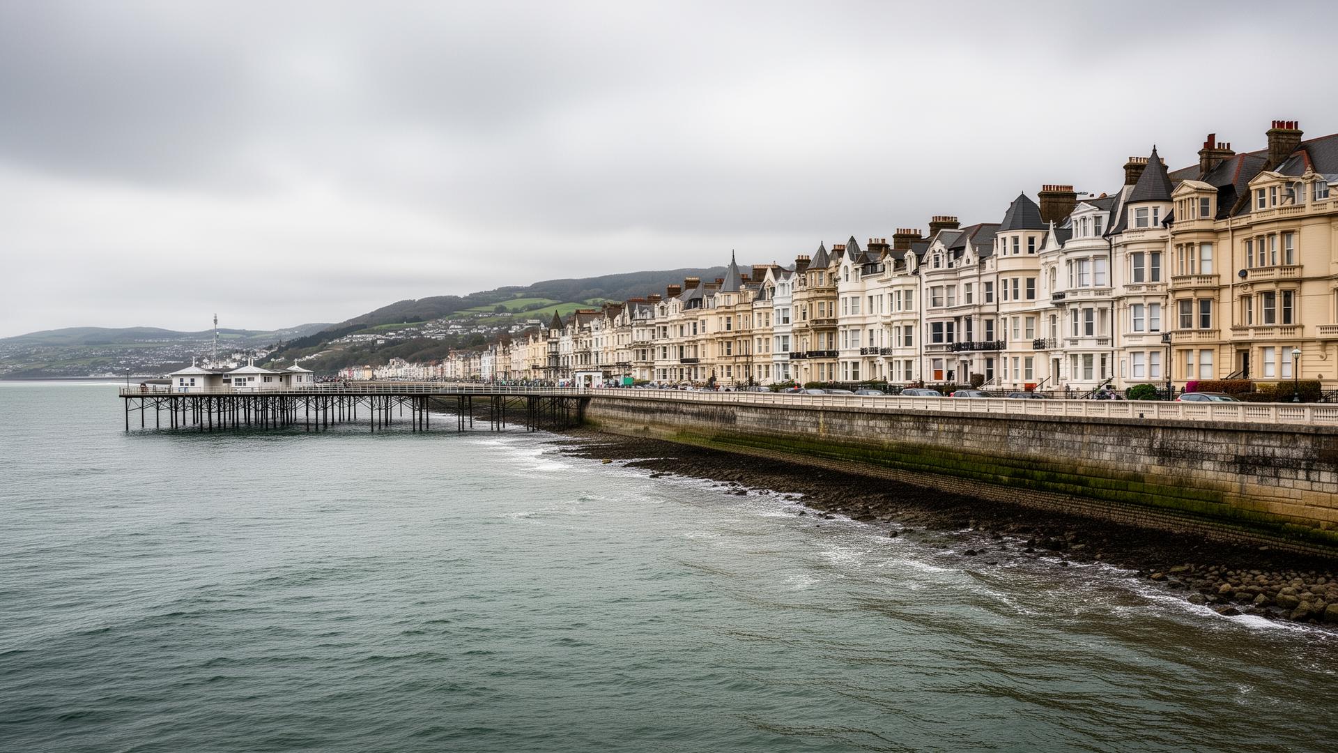 Penarth seafront and pier with Victorian residential buildings along the esplanade