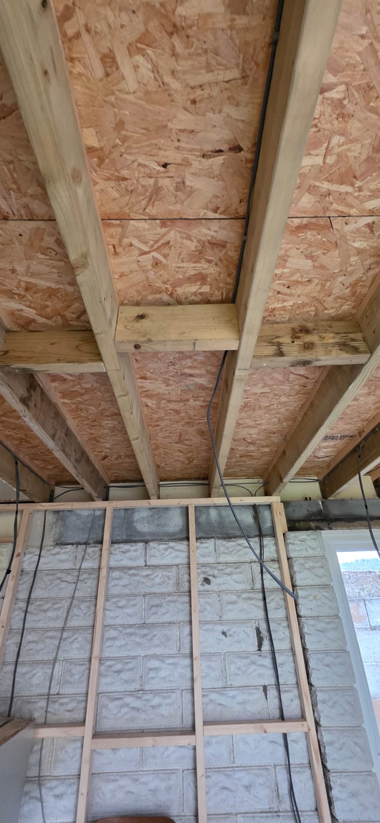 Extension ceiling wiring and lighting preparation